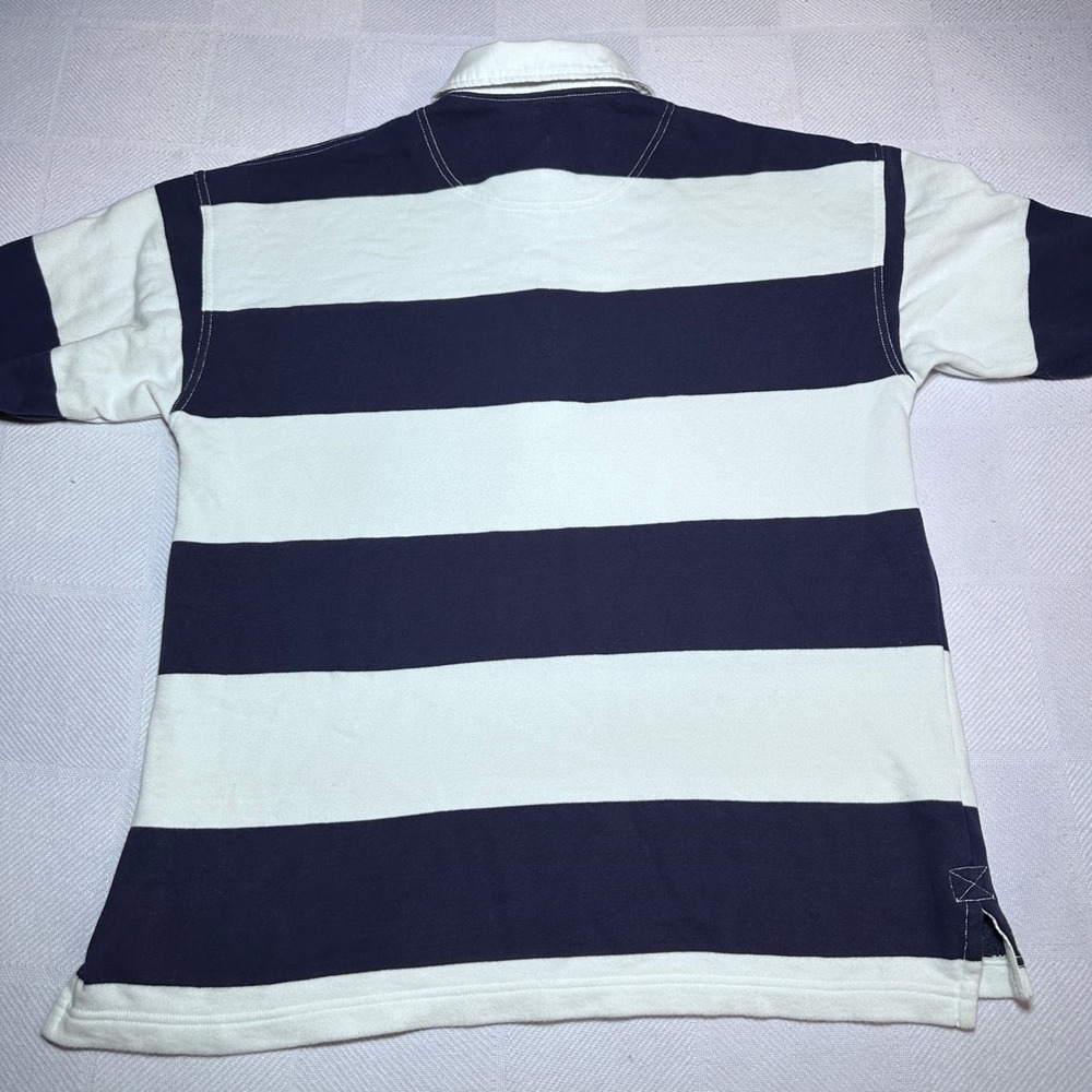 Aerie Rugby Polo Shirt Womens Small Oversized Striped Navy Blue White Retro - Picture 6 of 11